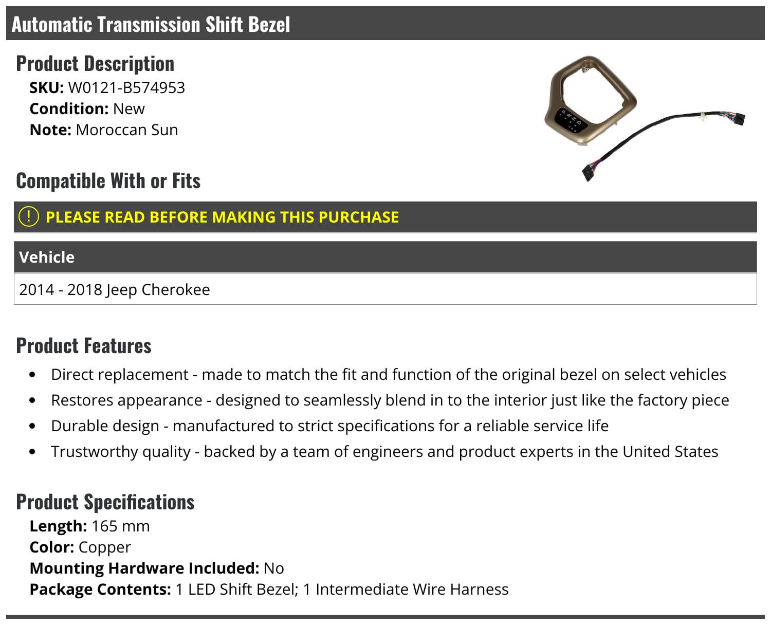 Amazon.com: Automatic Transmission Shift Indicator Bezel - LED